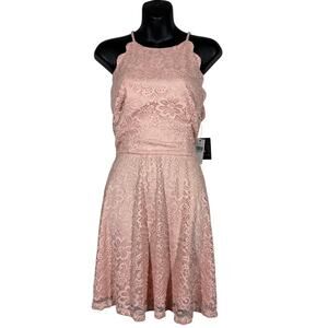 NEW! IN San Francisco Lace Halter Dress Spring Casual Pink Floral Sleeveless 13